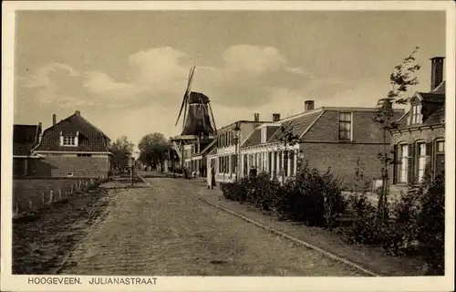 Ak Hoogeveen Drenthe, Julianastraat, Windmühle