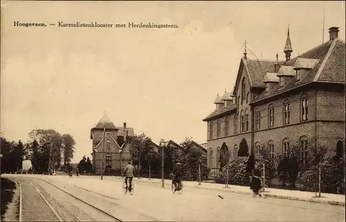 Ak Hoogeveen Drenthe, Karmelietenklooster met Herdenkingssteen