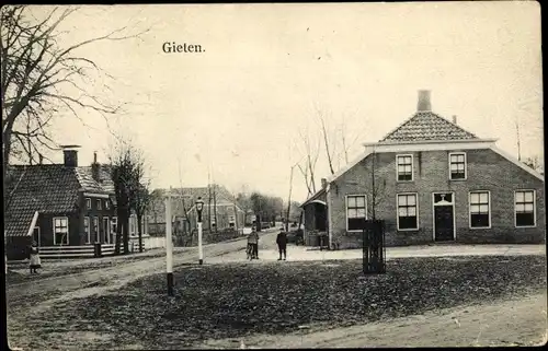 Ak Gieten Drenthe Niederlande, Kreuzung, Häuser