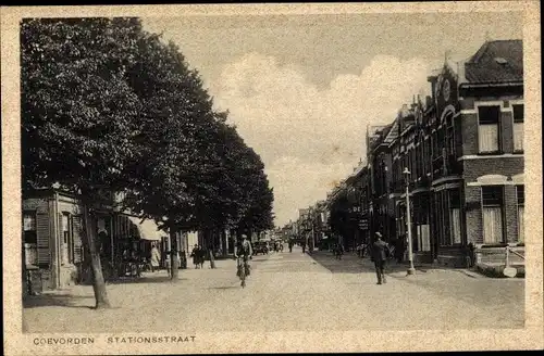 Ak Coevorden Drenthe, Stationsstraat, Geschäfte