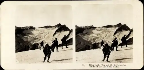 Stereo Kabinett Foto Zillertal Tirol, Weg auf die Reichenspitze, Wilde Gerlos