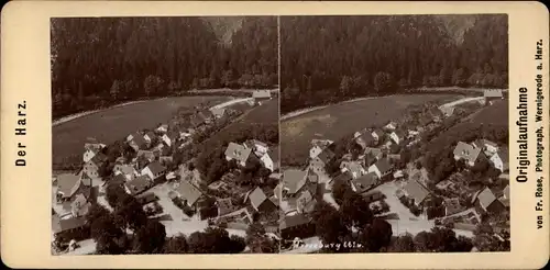 Stereo Kabinett Foto Treseburg Thale im Harz, Blick auf den Ort