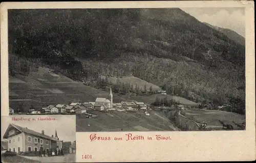 Ak Reith in Tirol, Panorama, Handlung und Gasthaus
