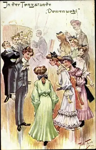 Künstler Ak Thiele, Arthur, In der Tanzstunde, Damenwahl
