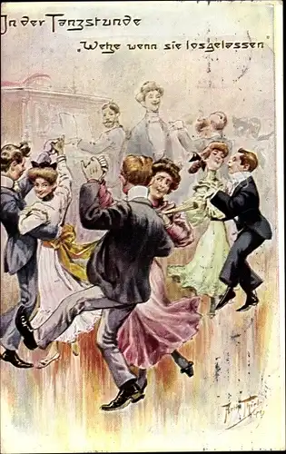 Künstler Ak Thiele, Arthur, In der Tanzstunde, Wehe wenn sie losgelassen