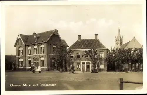 Ak Ommen Overijssel Niederlande, Markt met Postkantoor