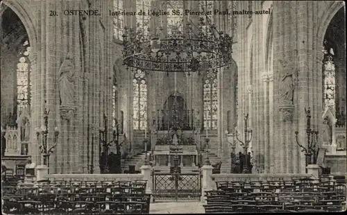 Ak Oostende Ostende Westflandern, Interieur de l'Eglise S. Pierre et Paul