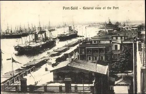 Ak Port Said Ägypten, Port, Vue generale