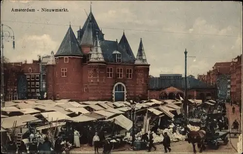 Ak Amsterdam Nordholland Niederlande, Nieuwmarkt, Neuer Markt