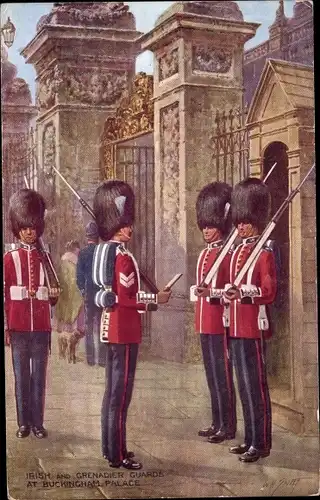 Künstler Ak City of Westminster London England, Buckingham Palace, Irish and Grenadier Guards