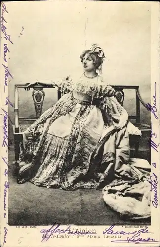 Ak Theaterszene L'Aiglon, Schauspielerin Maria Legault als Marie Louise