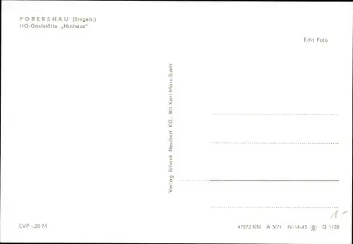 Ak Pobershau Erzgebirge, HO Gaststätte Huthaus