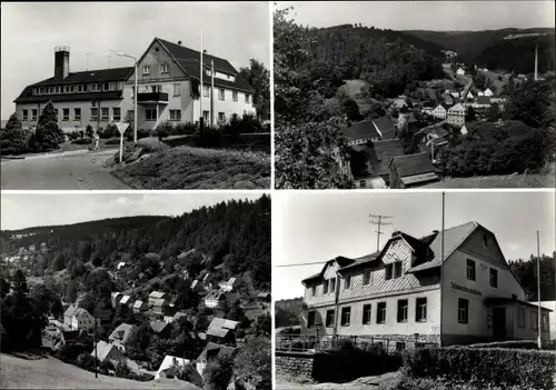 Ak Pobershau Marienberg im Erzgebirge, Haus Katzenstein, Ortsansicht, Schwarzbeerschänke