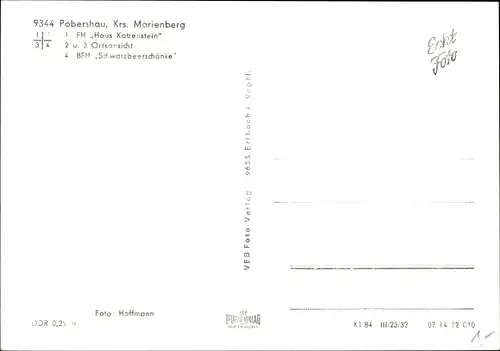 Ak Pobershau Marienberg im Erzgebirge, Haus Katzenstein, Ortsansicht, Schwarzbeerschänke