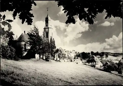 Ak Pobershau Marienberg im Erzgebirge, Kirche