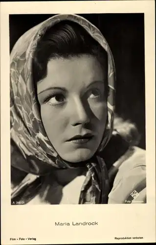 Ak Schauspielerin Maria Landrock, Portrait mit Kopftuch, Film Foto Verlag A 3461/1, UfA