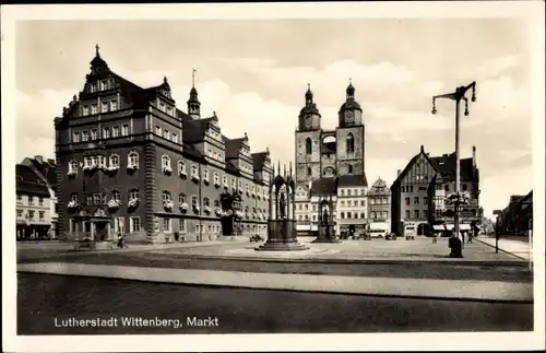 Ak Lutherstadt Wittenberg, Marktplatz, Rathaus