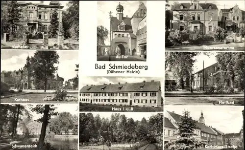 Ak Bad Schmiedeberg in der Dübener Heide, Kurheim, Moorsanatorium, Heilbad, Schwanenteich