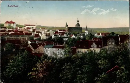 Ak Lutherstadt Eisleben in Sachsen Anhalt, Ortsansicht mit Kirche