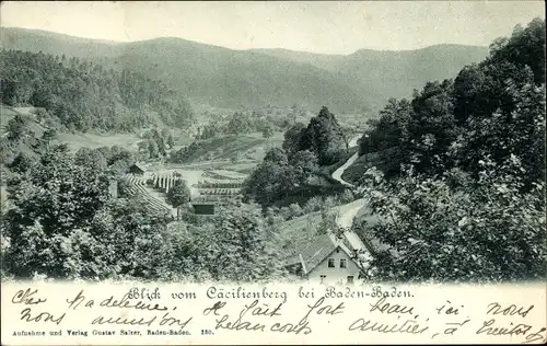 Ak Baden Baden am Schwarzwald, Blick vom Cäcilienberg