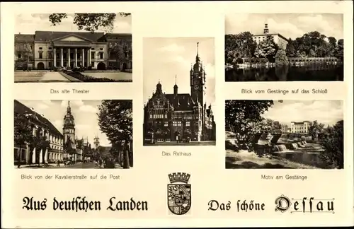 Wappen Ak Dessau in Sachsen Anhalt, Altes Theater, Rathaus, Kavalierstraße, Gestänge