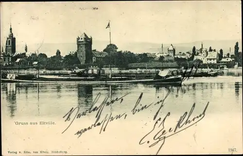 Ak Eltville am Rhein Hessen, Uferpartie