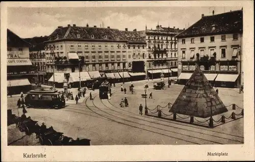 Ak Karlsruhe in Baden, Marktplatz