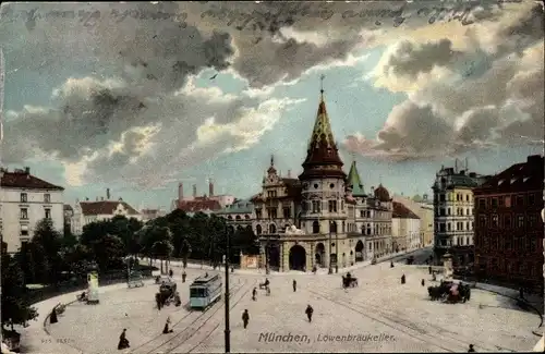 Ak München, Löwenbräukeller, Tram