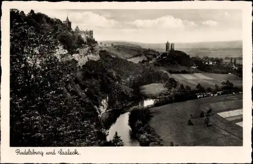 Ak Bad Kösen Naumburg an der Saale, Rudelsburg, Saaleck, Panorama