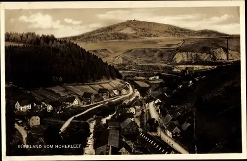 Ak Rübeland Oberharz am Brocken, Blick auf die Ortschaft vom Hohekleef