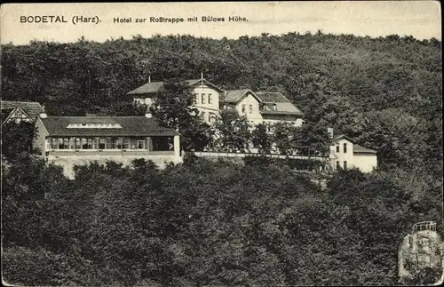 Ak Thale im Bodetal Harz, Hotel Roßtrappe mit Bülows Höhe