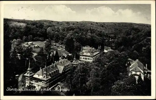 Ak Alexisbad Harzgerode am Harz, Kurhaus, Luftbild