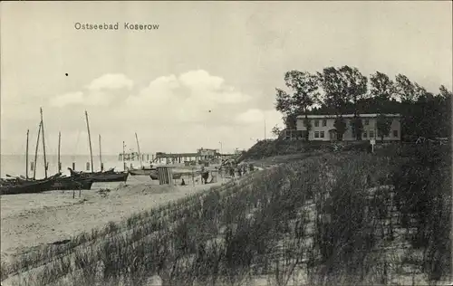 Ak Ostseebad Koserow auf Usedom, Strandpartie, Boote
