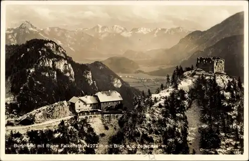 Ak Pfronten im Allgäu Bayern, Burg Falkenstein, Zugspitze, Burghotel