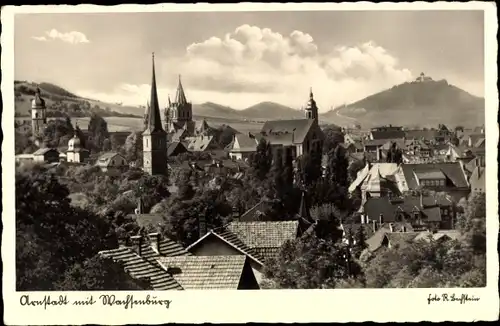 Ak Arnstadt in Thüringen, Panorama mit Wachsenburg
