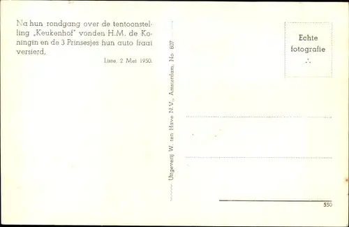 Ak Königin Juliana der Niederlande mit Töchtern, Na hun rodngang over de tentoonstelling Keukenhof