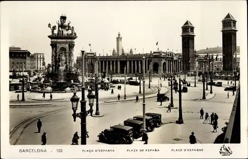 Ak Barcelona Katalonien Spanien, Plaza de España, Plaça d'Espanya