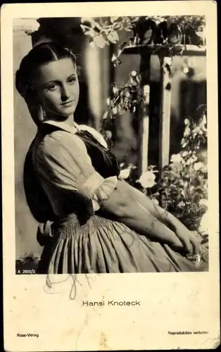 Ak Schauspielerin Hansi Knoteck, Portrait, Ross 2850/2, Autogramm
