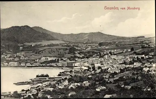 Ak Gmunden in Oberösterreich, Blick vom Moosberg