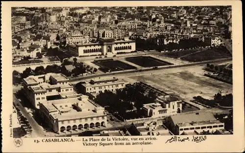 Ak Casablanca Marokko, La Place de la Victoire, Luftbild