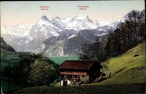 Ak Morschach Kt Schwyz Schweiz, Blick auf Vierwaldstättersee, Gitschen, Urirotstock