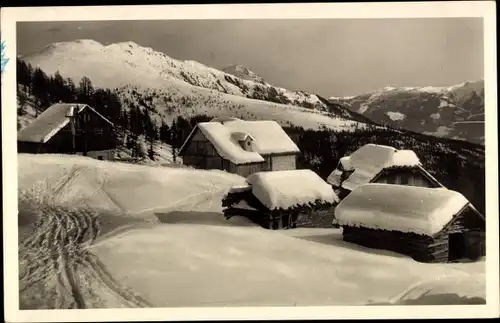 Ak Emberger Alm Kärnten, Schneepanorama