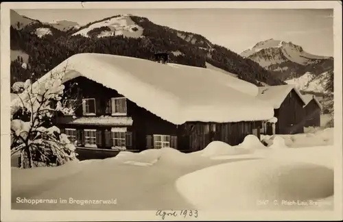 Ak Schoppernau in Vorarlberg, Schneepanorama