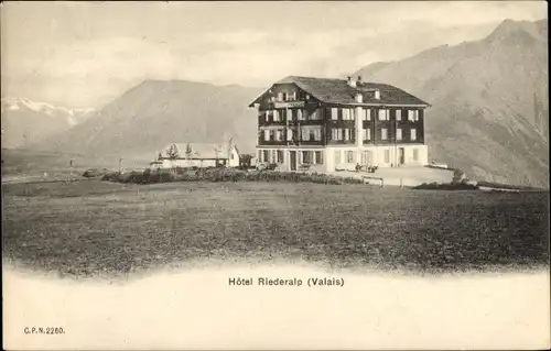 Ak Riederalp Kt. Wallis Schweiz, Hotel, Außenansicht