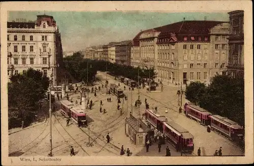 Ak Wien 1 Innere Stadt, Schottentor, Straßenbahnen