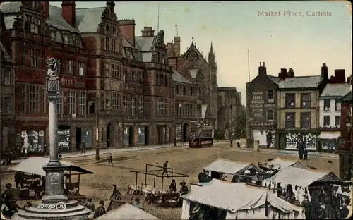 Ak Carlisle Cumbria England, Market Place