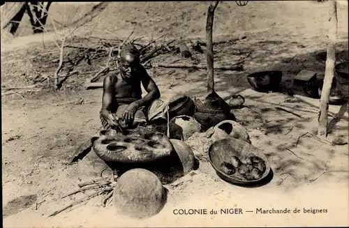 Ak Colonie du Niger, marchande de beignets, Straßenhändler