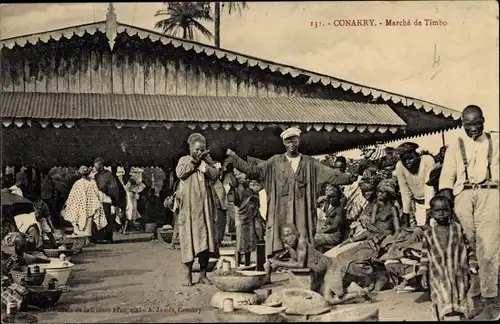 Ak Konakry Conakry Guinea, Marché de Timbo, Marktplatz, Afrikaner