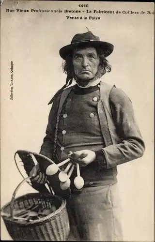 Ak Nos vieux professionnels Bretons, Le Fabricant de cuillers de bois, La vente à la Foire
