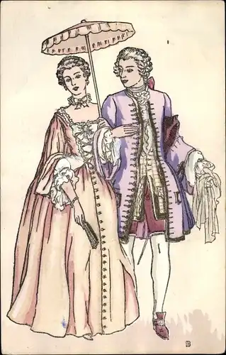 Künstler Ak Geschichte der Mode in Frankreich, Histoire du Costume Francais, Regne de Louis XV